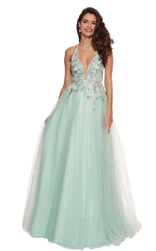 TightcommunityRachel Allan Long Halter Prom Floral Ball Gown 6587