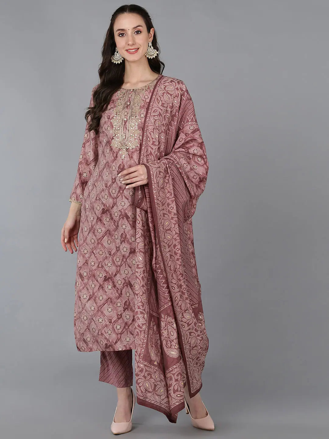 Ahika Women Silk Blend Embroidered Ombre Printed-VKSKD1690_XS