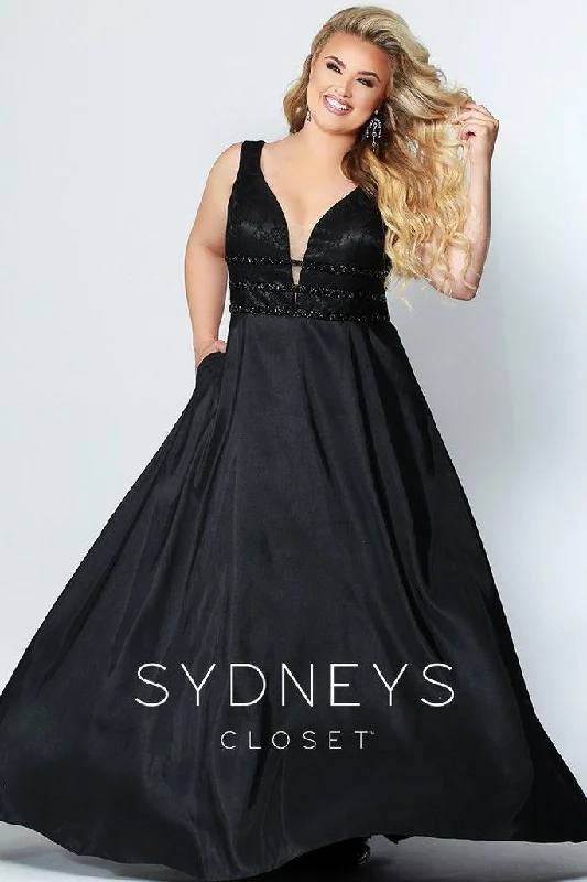 TightcompetitionSydneys Closet Long Satin Sleveeless Plus Size Prom Dress