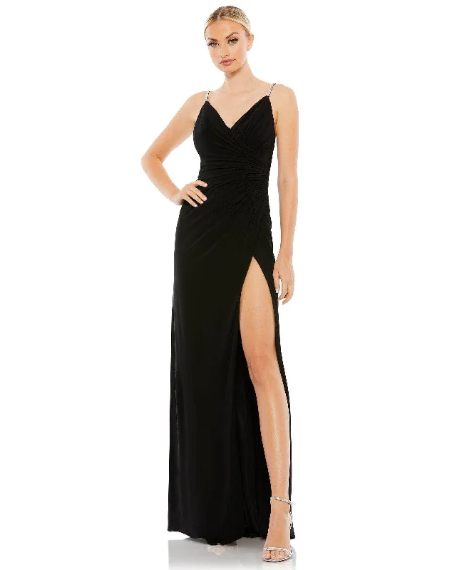 TightgarterMac Duggal 26695 Long Spaghetti Strap Prom Gown