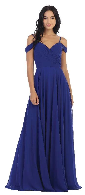 TightholdLong Bridesmaids Pleated Off Shoulder Chiffon Gown Sale