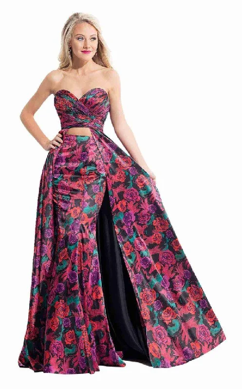 TightsecurityRachel Allan Long Two Piece Floral Prom Dress 6073