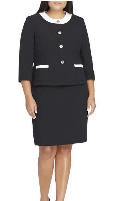 TightgripTahari Long Sleeve Crepe Twill Skirt Set Plus Size Suit