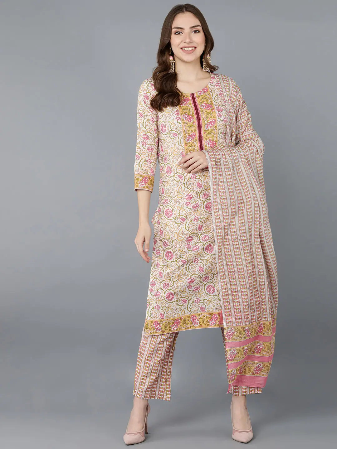 Ahika Cotton Floral Printed Kurta Trouser With