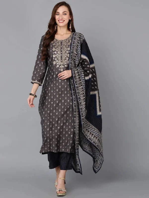 Ahika Women Silk Blend Ethnic Printed Kurta-PKSKD1790_XS