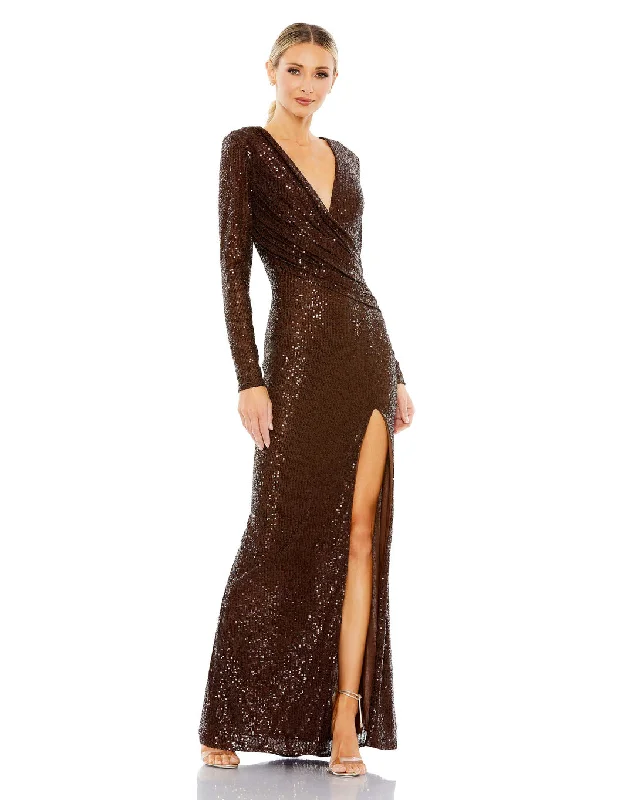 TightshipMac Duggal 26723 Long Sleeve Formal Sequin Dress