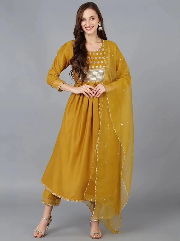 Ahika Women Silk Blend Embroidered Solid Kurta-PKSKD1734_XS