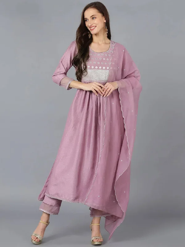 Ahika Women Silk Blend Embroidered Solid Kurta-PKSKD1730_XS