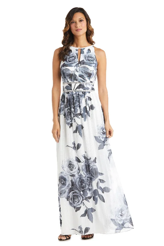 TightwaistR&M Richards 7045 Long Formal Chiffon Print Dress Sale