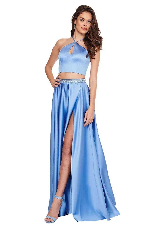 TightlegRachel Allan Long Halter Two Piece Prom Dress 6483