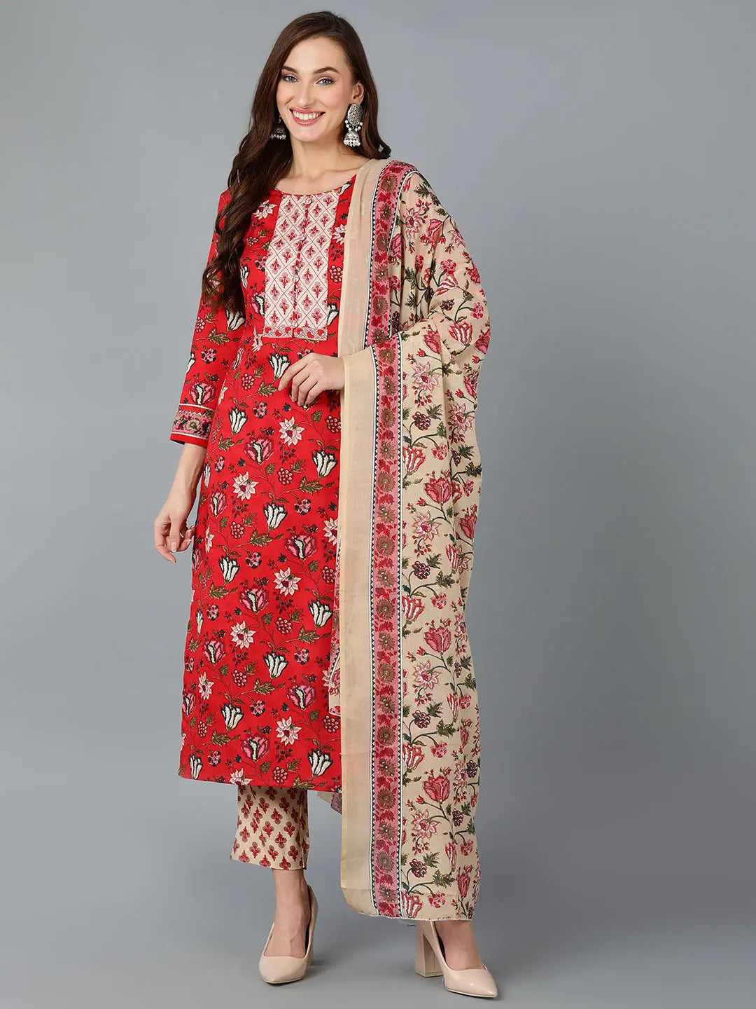 Ahika Women Cotton Blend Floral Printed Kurta-VKSKD1235A_XS