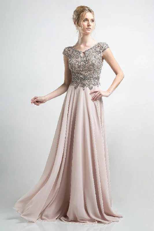 TightskirtCinderella Divine CR721 Long Champagne Formal Evening Dress