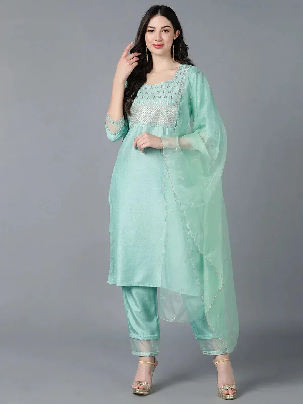 Ahika Poly Silk Embroidered Kurta Trousers With-PKSKD1157A_XS