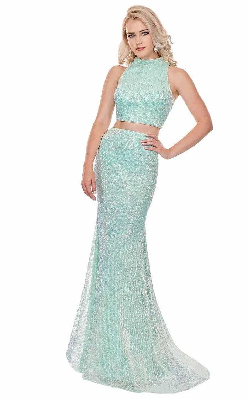 TightbraRachel Allan Prom Long Two Piece Halter Dress 6450