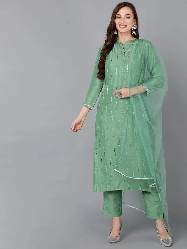 Ahika Women Silk Blend Embroidered Kurta Trouser-PKSKD1784_XS