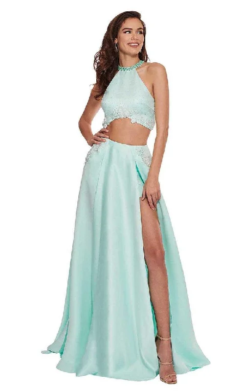 TightjeanRachel Allan Prom Two Piece Halter Long Dress 6533