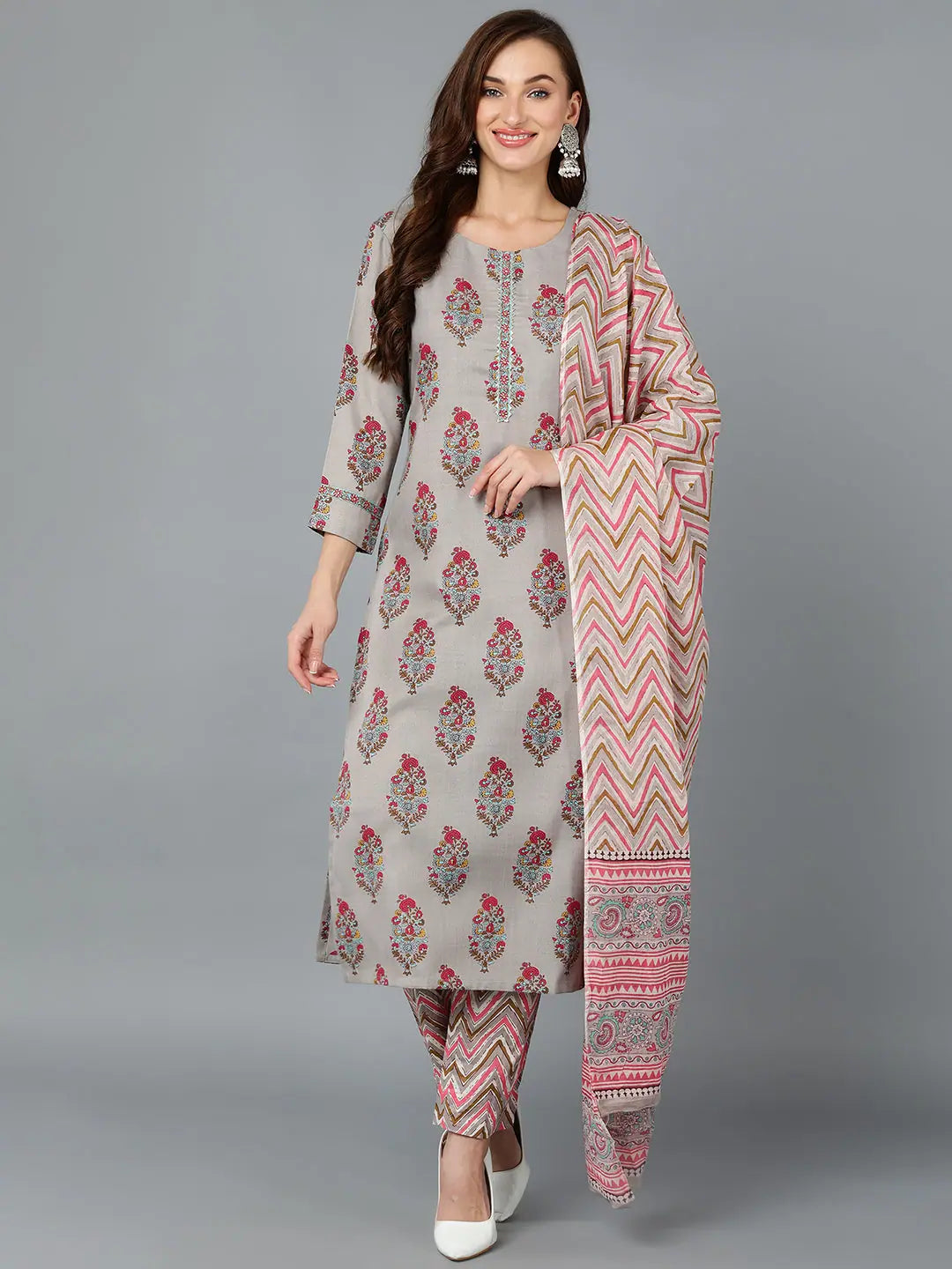 Ahika Women Cotton Blend Floral Printed Kurta-VKSKD1134B_XS