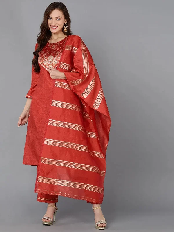 Ahika Women Poly Silk Yoke Design Kurta-PKSKD1377A_XS