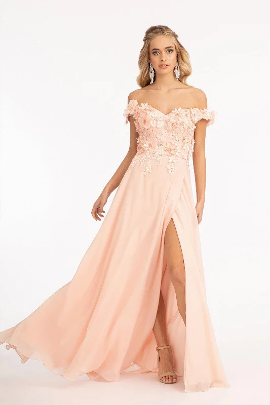 TightbudgetLong Off Shoulder Formal Chiffon Prom Gown Sale