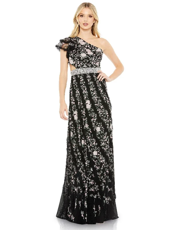 TightknotMac Duggal 70160 Long One Shoulder Floral Lace Gown