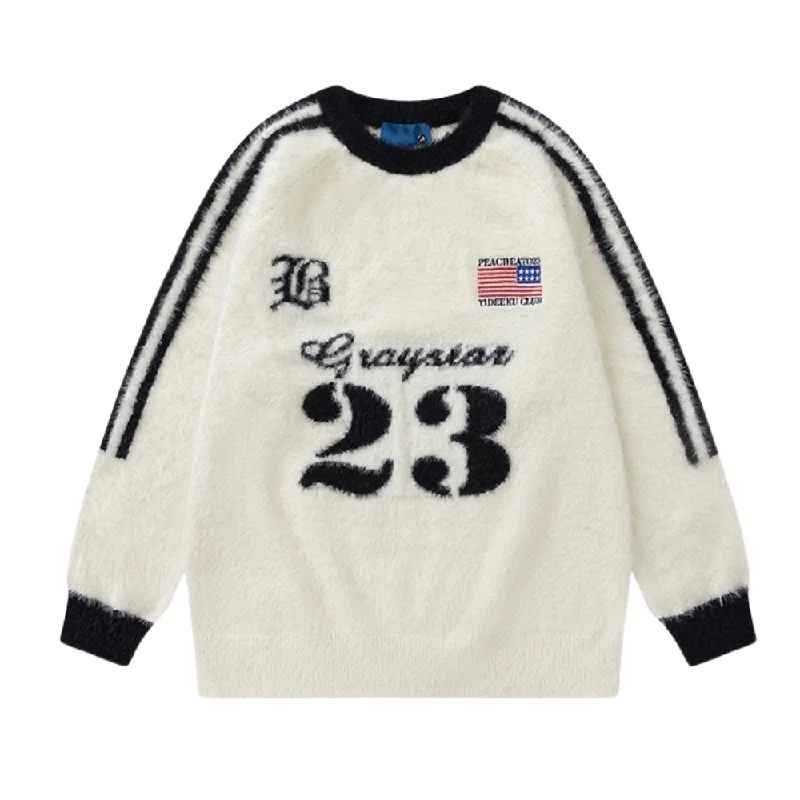 Striped Knit TopsAthletic Raglan Mink Sweater