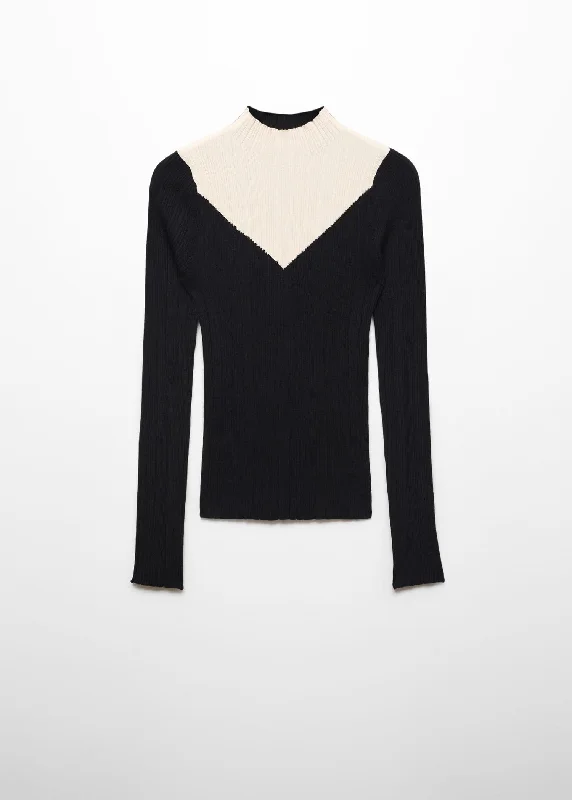 Designer Knit TopsBicolor ribbed sweater