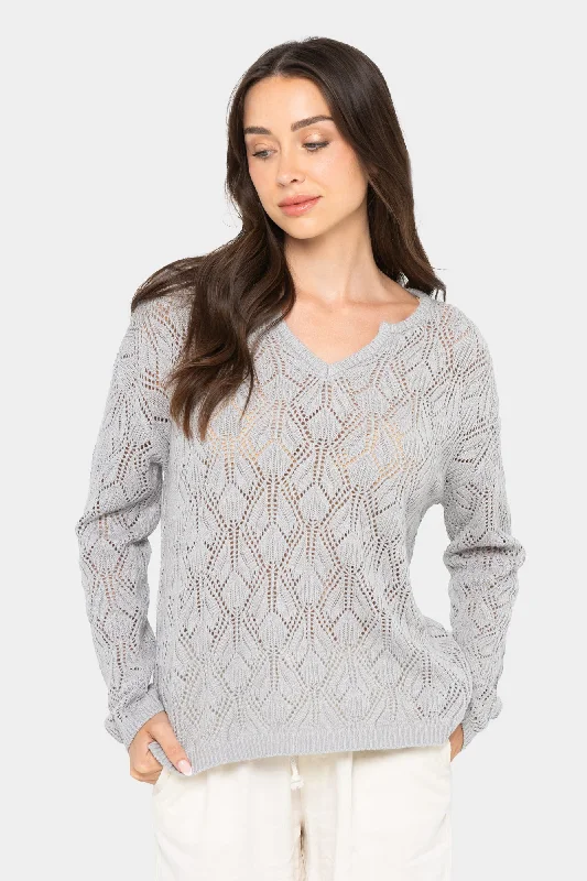 Tasseled Knit TopsBoheme Open Stitch Sweater