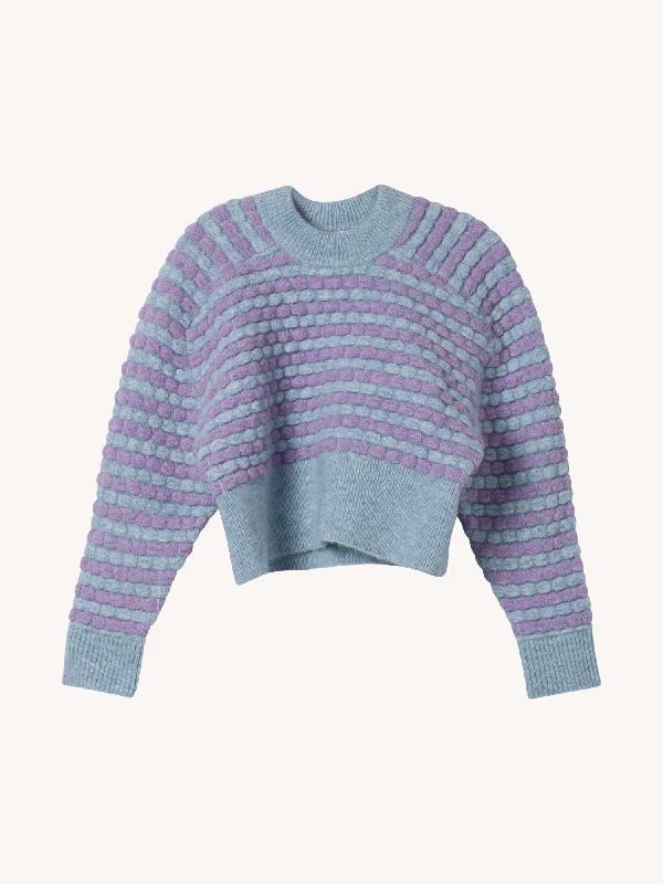 Cotton Knit TopsBubble Knit Striped Sweater