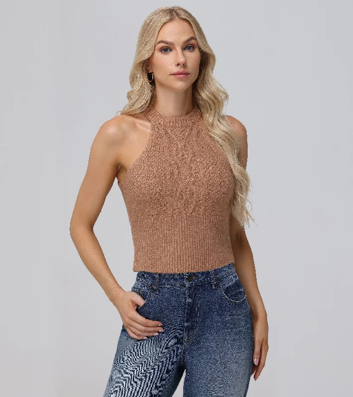 Punk Knit TopsCable Halter Sweater