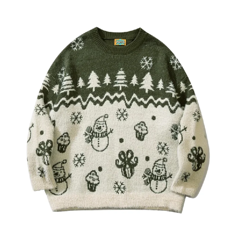 Angora Knit TopsRetro Cute Snowman Knit Sweater