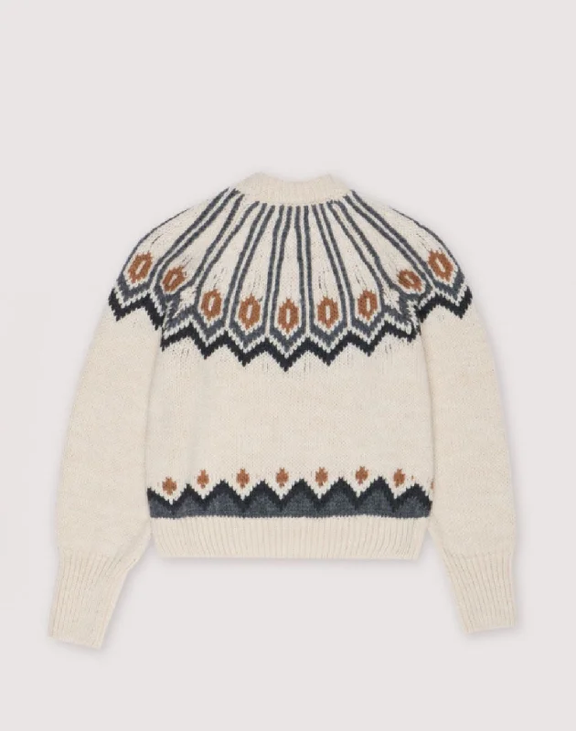 Studded Knit TopsDavos Sweater with Fair Isle Pattern