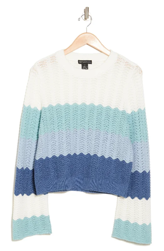 College Knit TopsDesign History Colorblock Pointelle Sweater