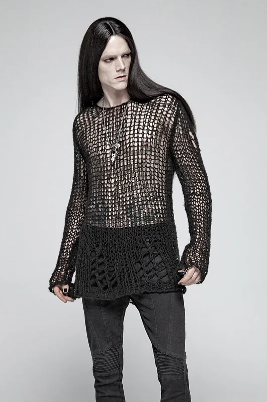 Leather-Paneled Knit TopsDoom Metal Shredded Sweater Top [Unisex]