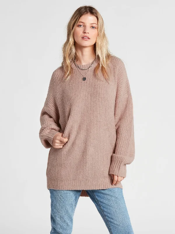 Retro Knit TopsFresh Fuzz Sweater - Mauve