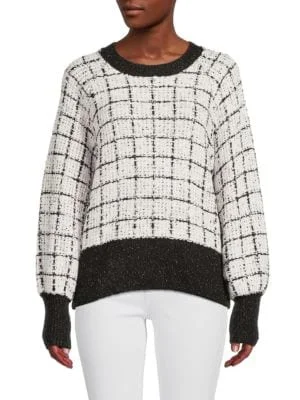 Crewneck Knit TopsKarl Lagerfeld Paris
 Windowpane Tweed Sweater