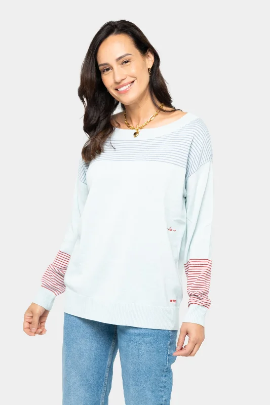 Alpaca Knit TopsLove Unites Us Striped Cotton Sweater