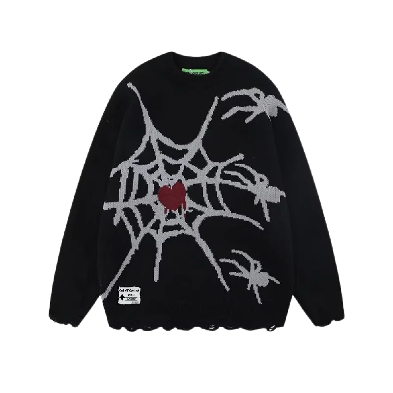 Camping Knit TopsOOC' High Street Retro Spider Loose Knit Sweater