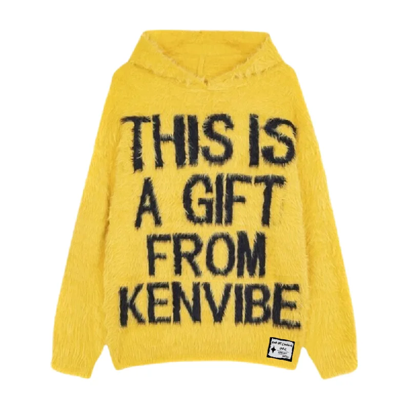 V-Neck Knit TopsOOC' Vintage Loose Lettering Hooded Sweater