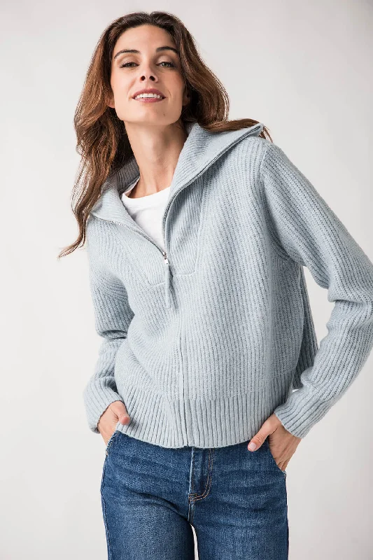 Winter Knit TopsPinch Collared Zip Up Sweater