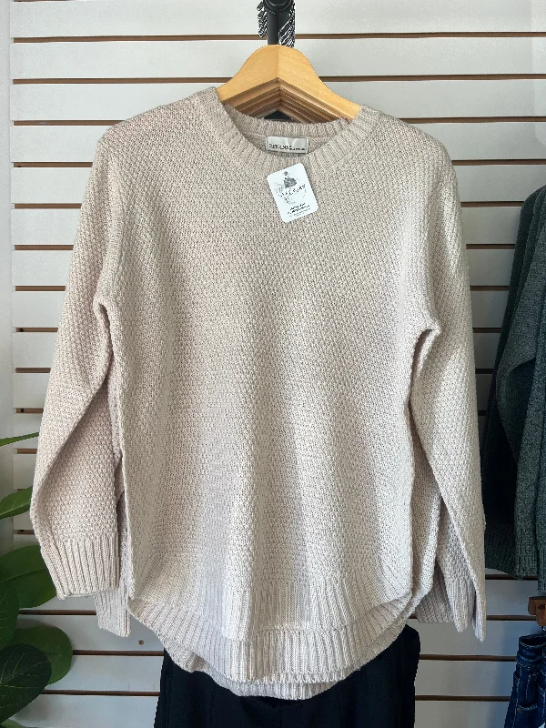 Urban Knit TopsRound Neck Sweater in Sand Beige