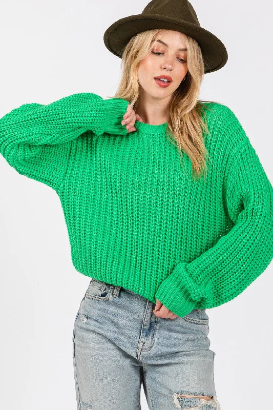 Crewneck Knit TopsSAGE + FIG Round Neck Drop Shoulder Sweater