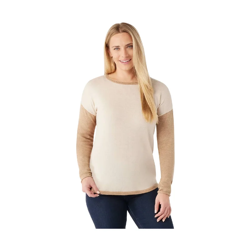 Thermal Knit TopsSmartwool Women's Shadow Pine Colorblock Crew Sweater - Almond Heather - ONLINE STORE CREDIT/EXCHANGE ONLY