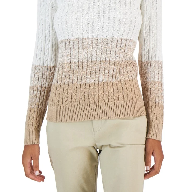 Formal Knit TopsTommy Hilfiger Women's Cotton Ombre Cable Knit Sweater White Size X-Large