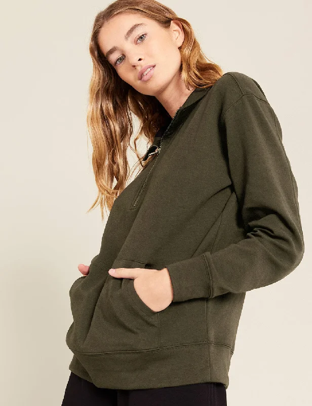 Sports Team Knit TopsUnisex Quarter Zip Sweater - Dark Olive