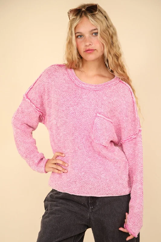 Collaborative Knit TopsVERY J Mineral Washed Exposed Seam Sweater