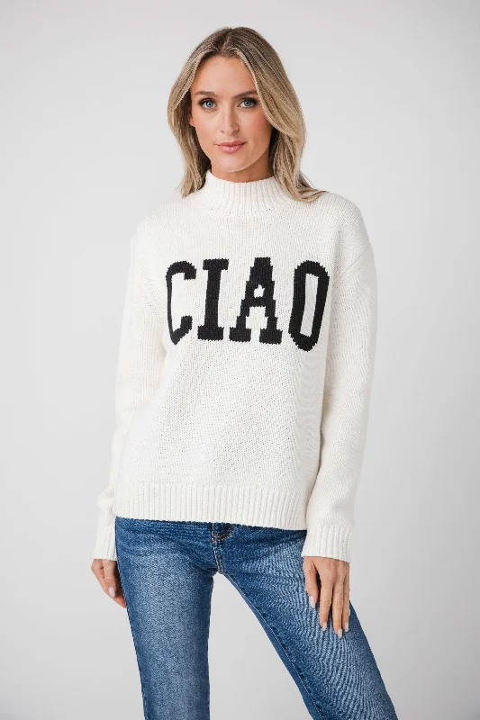 Metallic Knit TopsZ Supply Ciao Intarsia Sweater