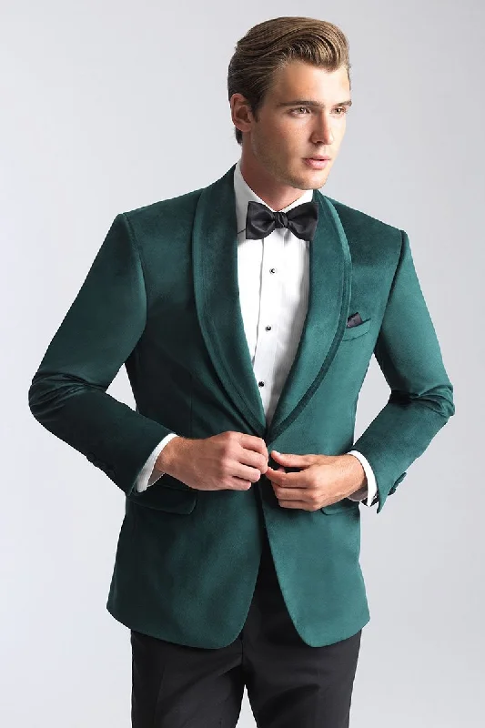 Ruffled Jackets"Venice" Emerald Green Velvet Dinner Jacket (Separates)