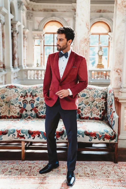 Formal Jackets"Venice" Ruby Red Velvet Dinner Jacket (Separates)