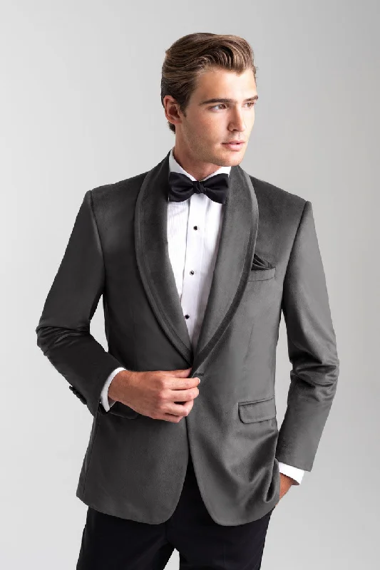 Leather Jackets"Venice" Silver Grey Velvet Dinner Jacket (Separates)