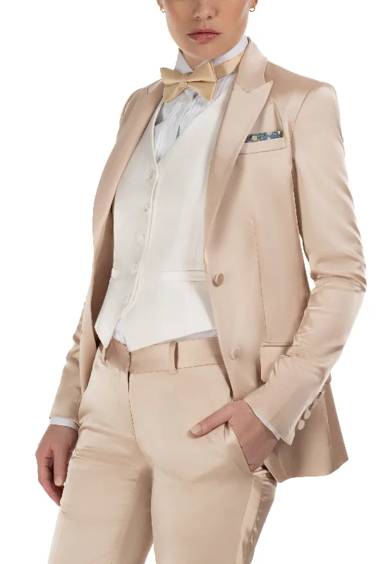 Glitter JacketsChampagne Gold Satin Peak Lapel Tuxedo Jacket